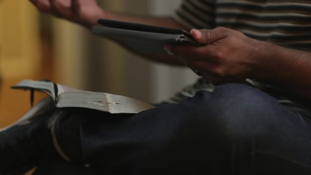 Person reading a book
